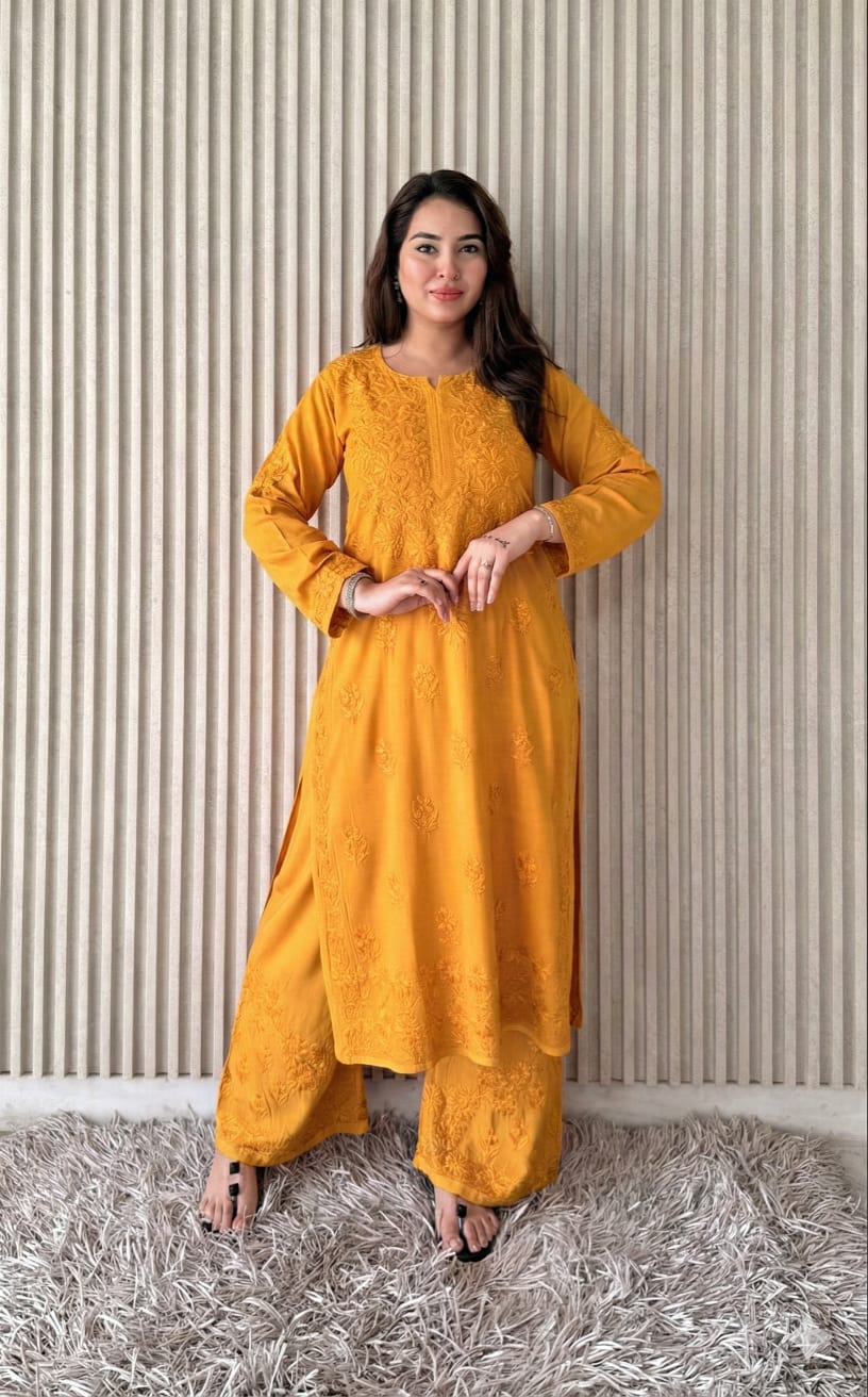 Lucknowi Chikankari Plazo Set